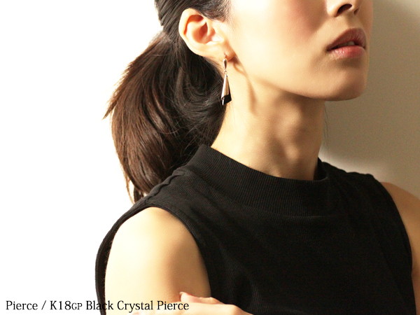 ピアス レディース ブラック クリスタル 揺れる ロング 18金 18kコーティング ピンクゴールド 上品 / K18GP ブラッククリスタルピアス_画像6