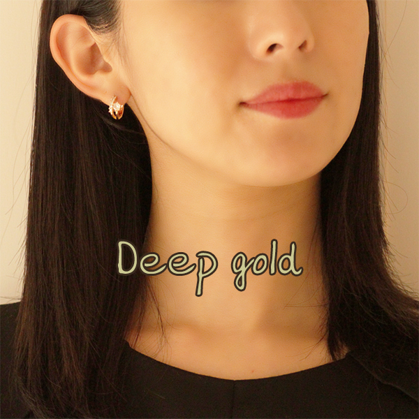 新品/ピアス/K18GP/フープ/ダイヤ/ディープゴールド/18金/小さめ/レディース/両耳/キャッチレス/シンプル/小さい/リング/CZ/DG_画像7