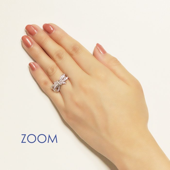 9号 / 新品 指輪 K18GP リボン りぼん リング レディース シルバー 18金 ホワイトゴールド ダイヤ CZ 豪華 上品 おしゃれ プレゼント 女性_画像6