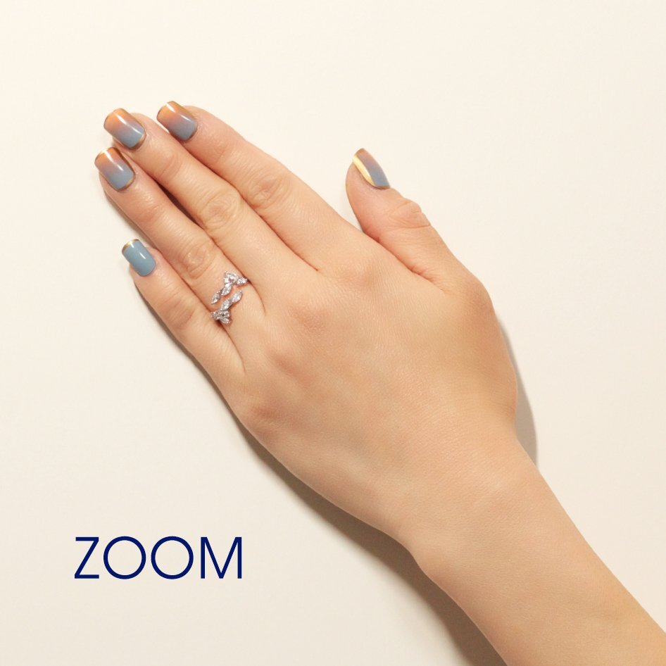 15号~19号 調整可能 フォークリング/新品 指輪 K18GP フリーサイズ リーフ 葉 シルバー 18金 ホワイトゴールド レディース プレゼント 女_画像7