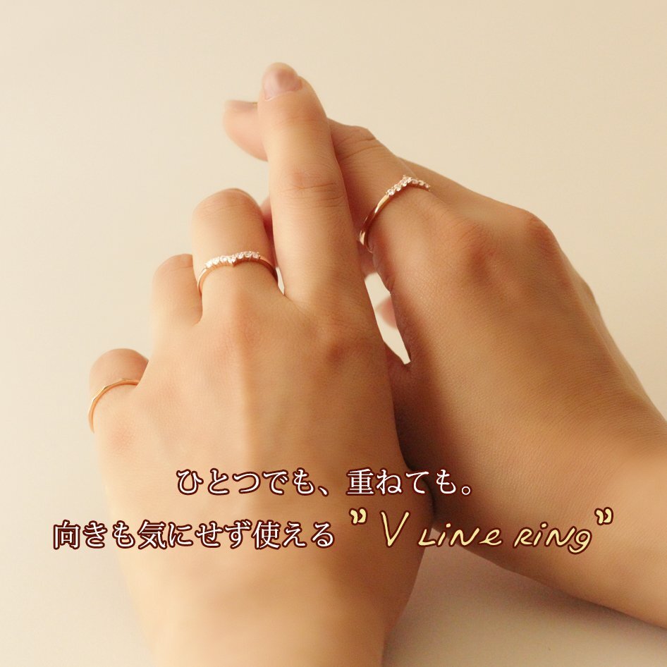 11号 / 新品 指輪 K18GP シンプル 細い リング レディース 18金 ピンクゴールド 細め V字 ダイヤ CZ 人差し指 中指 薬指 プレゼント 女性_画像9