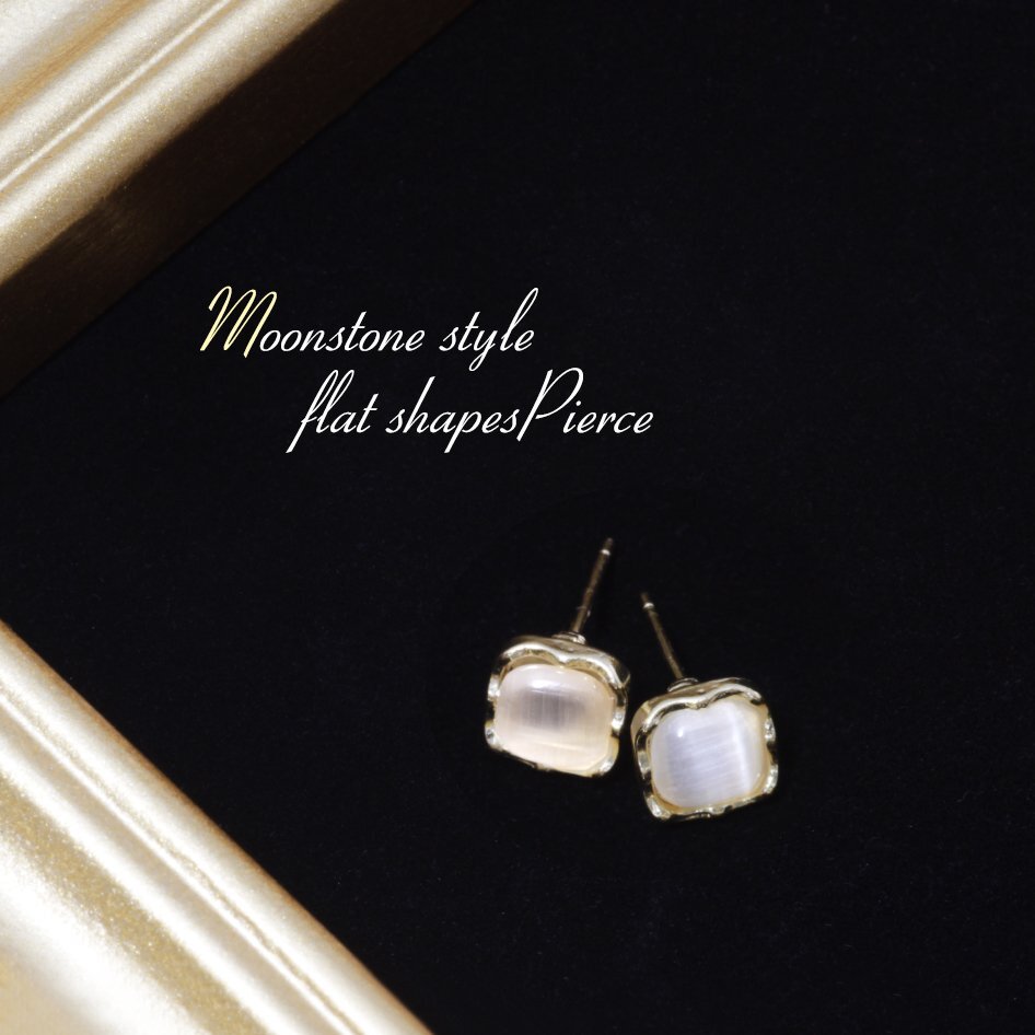 新品/ピアス/K18GP/四角/しかく/小さめ/アクリル/シンプル/イエローゴールド/かわいい/大人/女性/きれいめ/お洒落/小ぶり/上品/月/ムーン_画像4
