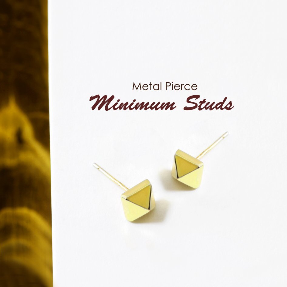 ステンレス製/スタッド/ピアス/レディース/スクエア/ミニマム/スタッズ/ゴールド/メタル/金属アレルギー/シンプル/小さい/小さめ/四角/女性_画像3