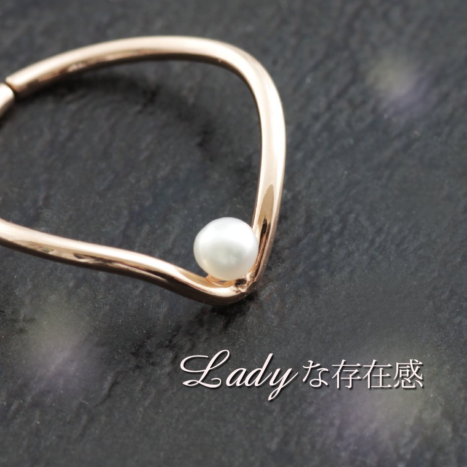 6号～11号 フリーサイズ 調整可能リング / 新品 指輪 K18GP パール 一粒 真珠 18金 ピンクゴールド レディース シンプル プレゼント 女性_画像7