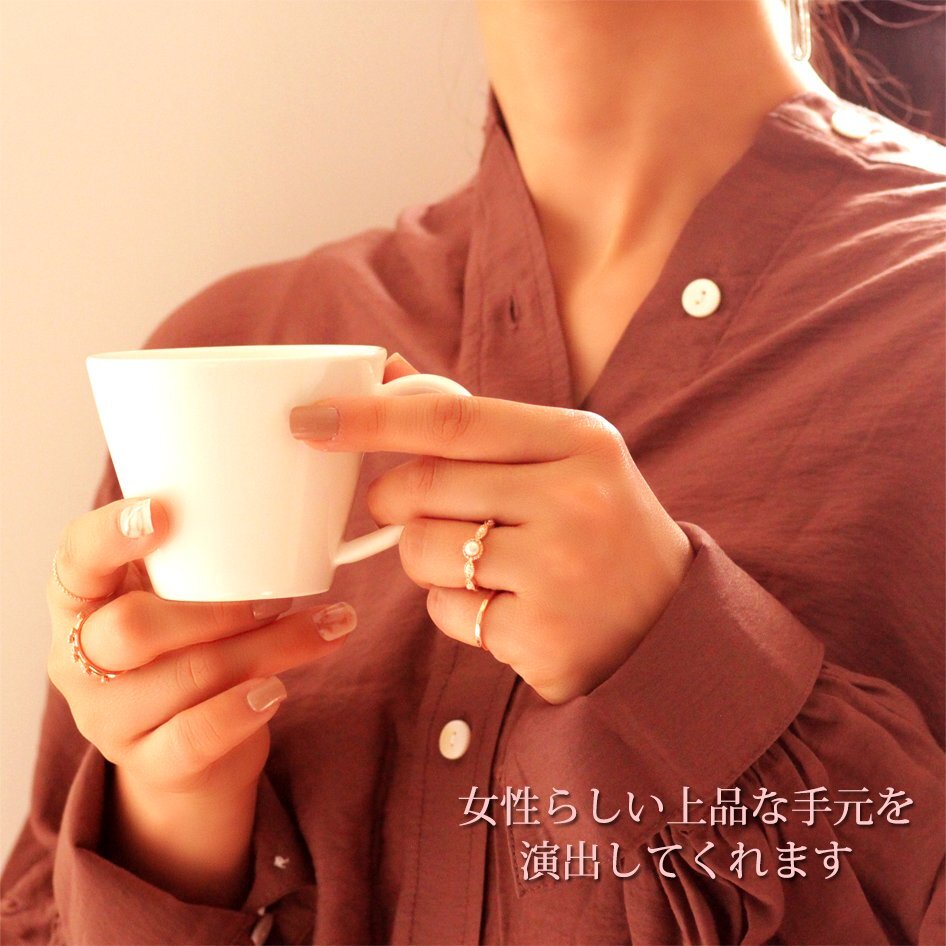 7号 / 新品 指輪 K18GP パール 真珠 リング ミル打ち 上品 18金 ピンクゴールド レディース クラシカル おしゃれ 薬指 プレゼント 女性_画像7