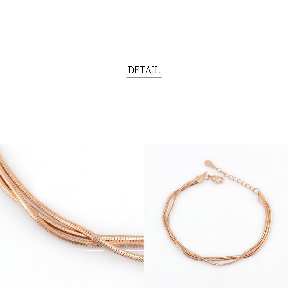 新品/ブレスレット/K18GP/スネークチェーン/ピンクゴールド/18金/レディース/シンプル/3連/艶やか/しなやか/重ねづけ/女性/上品_画像3