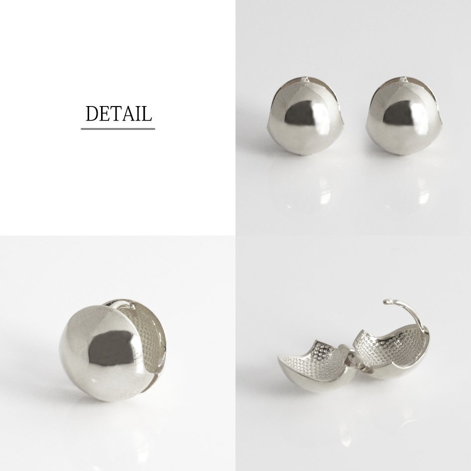 新品/ピアス/K18GP/レディース/フープピアス/中折れ/メタル/ボール/シンプル/シルバー/18金/ホワイトゴールド/女性/両耳/キャッチレス/上品_画像3
