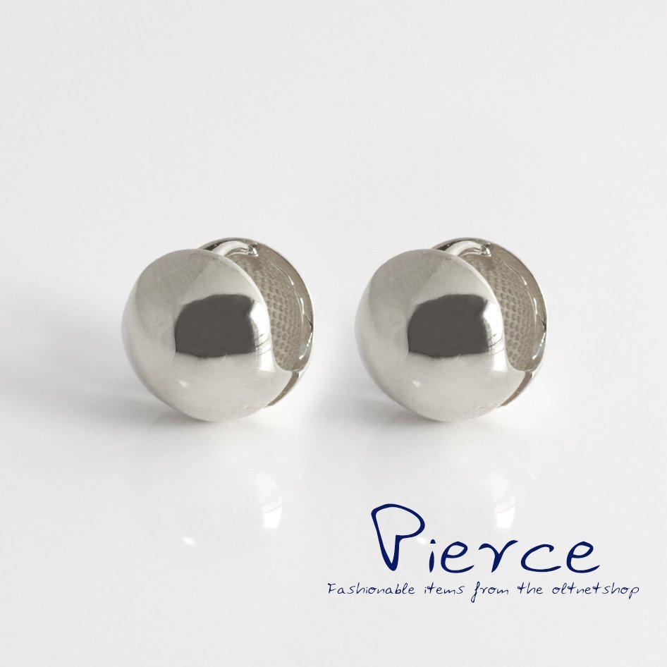 新品/ピアス/K18GP/レディース/フープピアス/中折れ/メタル/ボール/シンプル/シルバー/18金/ホワイトゴールド/女性/両耳/キャッチレス/上品_画像1