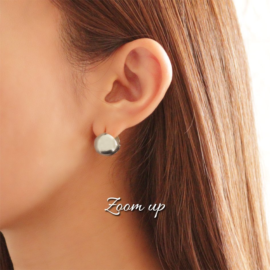 新品/ピアス/K18GP/レディース/フープピアス/中折れ/メタル/ボール/シンプル/シルバー/18金/ホワイトゴールド/女性/両耳/キャッチレス/上品_画像5