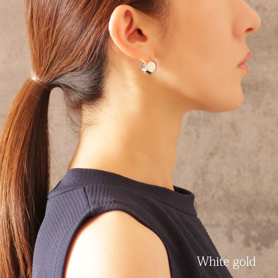新品/ピアス/K18GP/レディース/フープピアス/中折れ/メタル/ボール/シンプル/シルバー/18金/ホワイトゴールド/女性/両耳/キャッチレス/上品_画像7