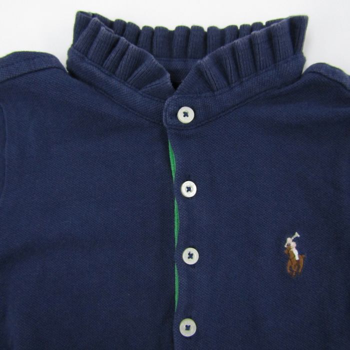 ポロ・ラルフローレン 半袖ポロシャツ フリルネック ロゴ トップス ストレッチ キッズ 女の子用 4サイズ ネイビー POLO RALPH LAUREN_画像6