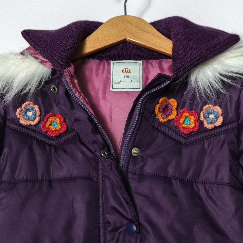 エッタ ナイロンジャケット ロングコート 中綿入り アウター キッズ 女の子用 110Tサイズ パープル eta'_画像6