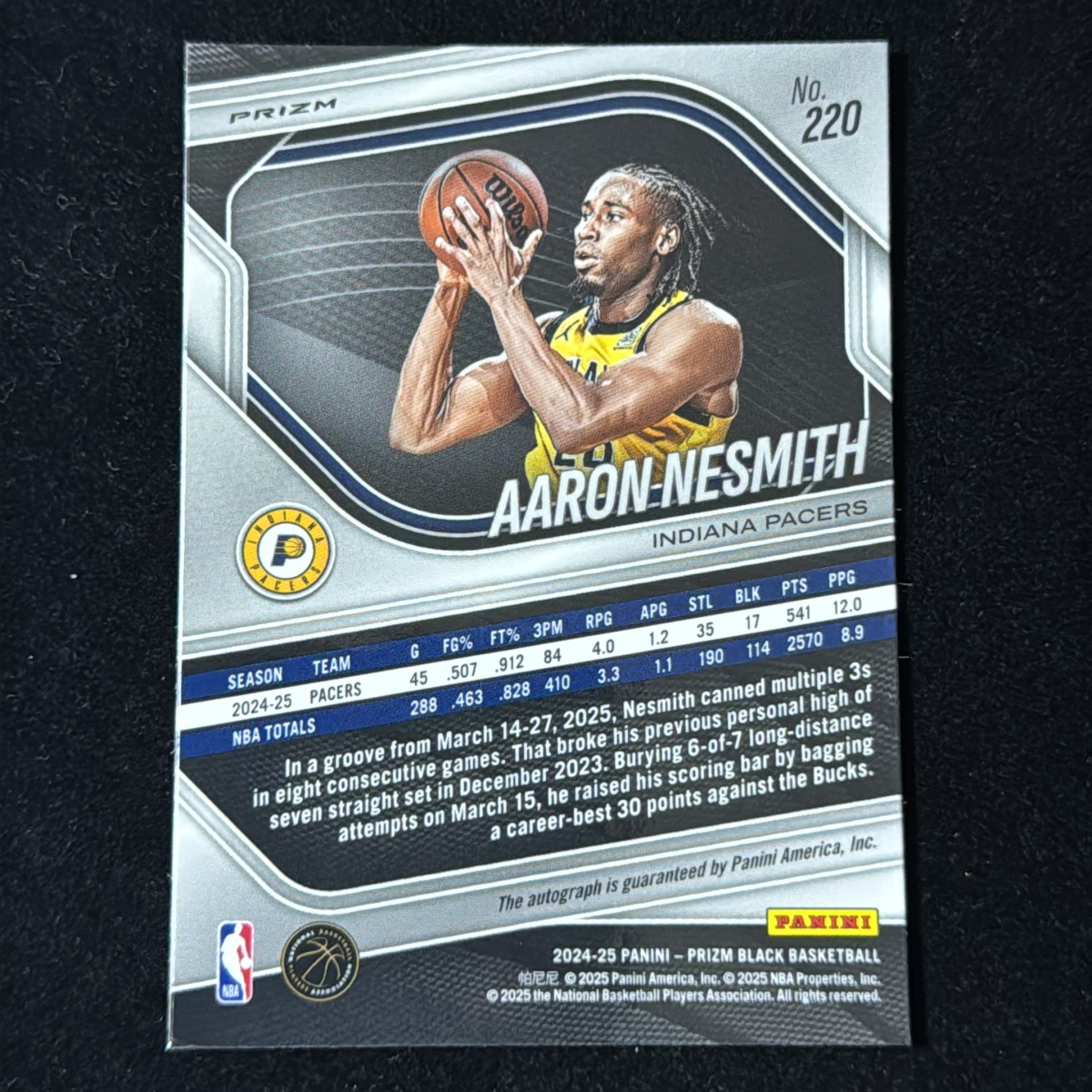 Aaron Nesmith Aaron *ne Smith Panini Prizm Black 2024-2025 Silver Auto автограф автограф Pacerspeisa-z