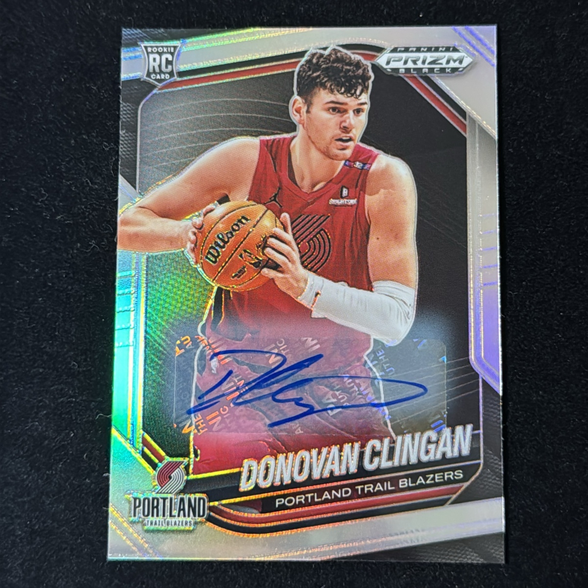 Donovan Clingandono van *k Lynn gun Panini Prizm Black 2024-25 Silver RC Auto автограф автограф Trail Blazers Trail Blazer z