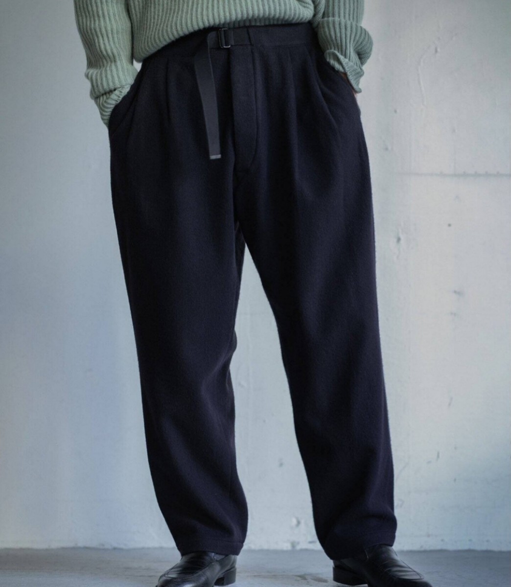 即完売 別注 comoli Wool Napping Pants size 1《コモリ》ウール ナッピングパンツ NAVY _画像1