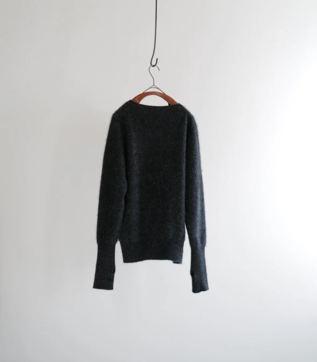 即完売 別注 MAATEE&SONS Cashmere 強強圧縮 Crew Boat Sweater size 2《マーティーアンドサンズ》BLACK × HEATHER GRAY_画像4