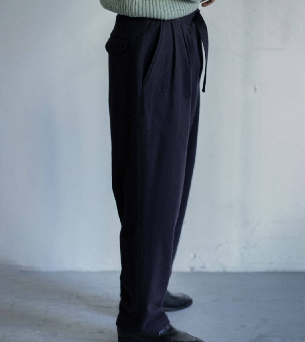 即完売 別注 comoli Wool Napping Pants size 1《コモリ》ウール ナッピングパンツ NAVY _画像2