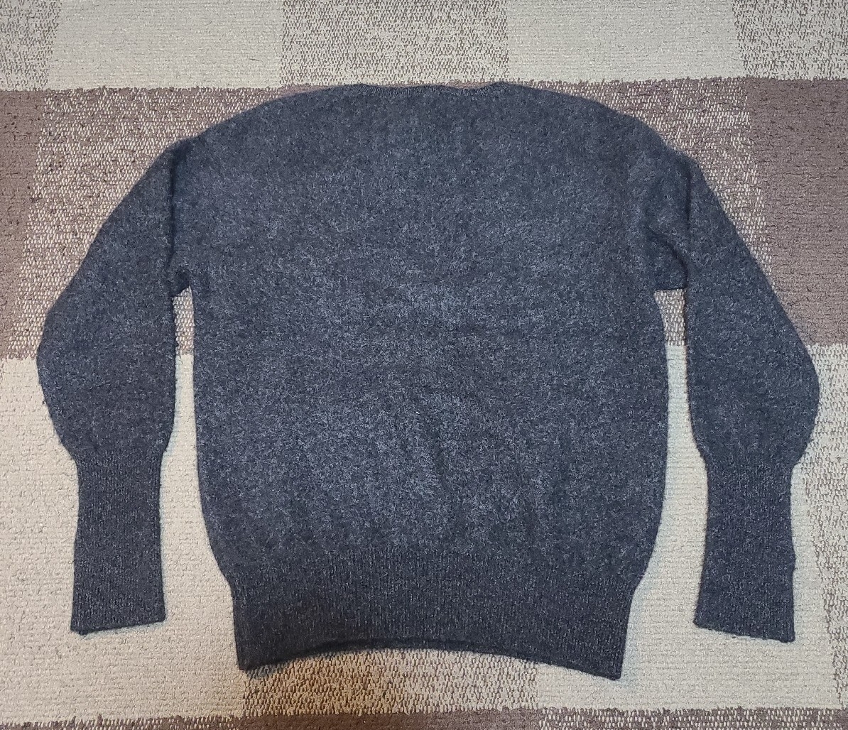 即完売 別注 MAATEE&SONS Cashmere 強強圧縮 Crew Boat Sweater size 2《マーティーアンドサンズ》BLACK × HEATHER GRAY_画像6
