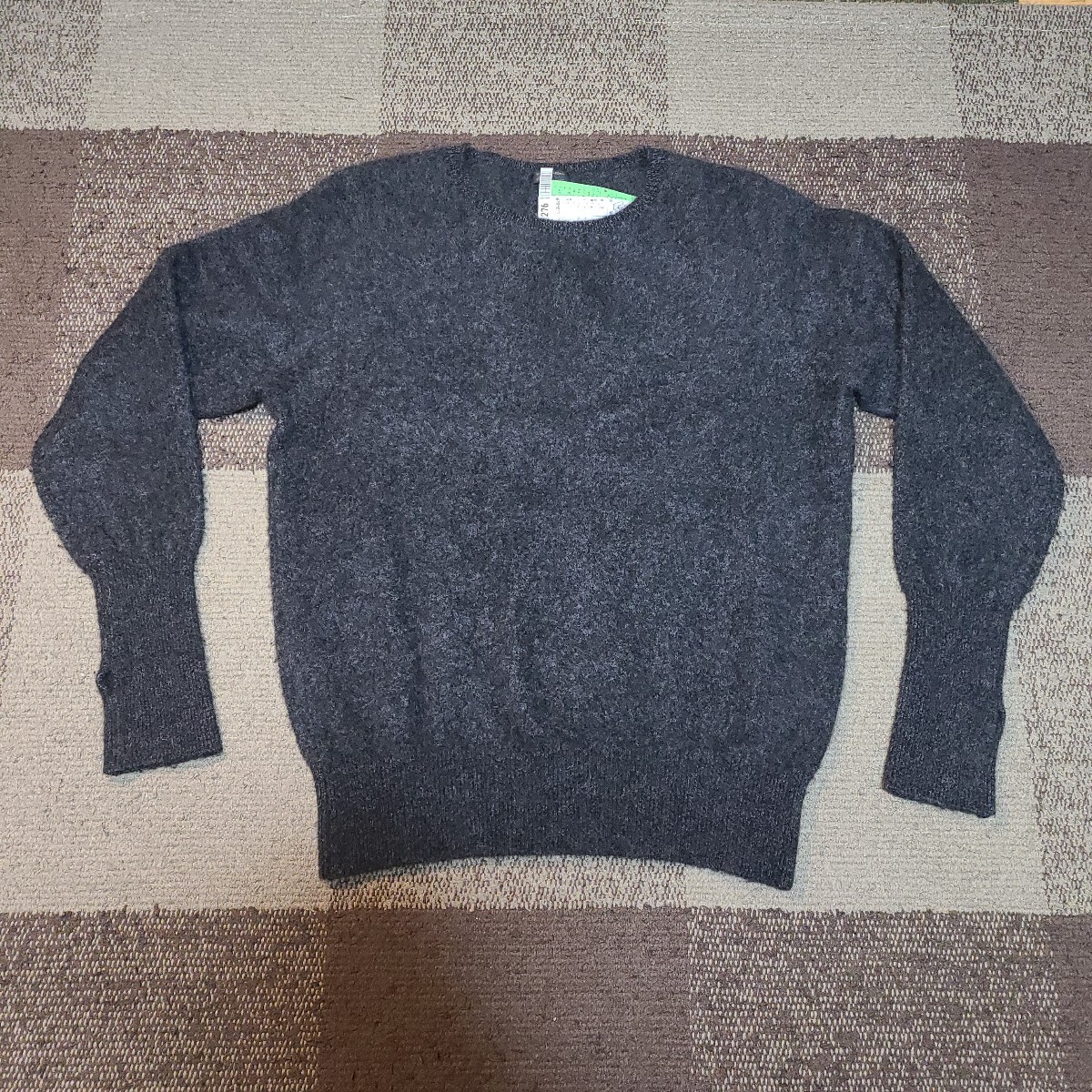 即完売 別注 MAATEE&SONS Cashmere 強強圧縮 Crew Boat Sweater size 2《マーティーアンドサンズ》BLACK × HEATHER GRAY_画像5