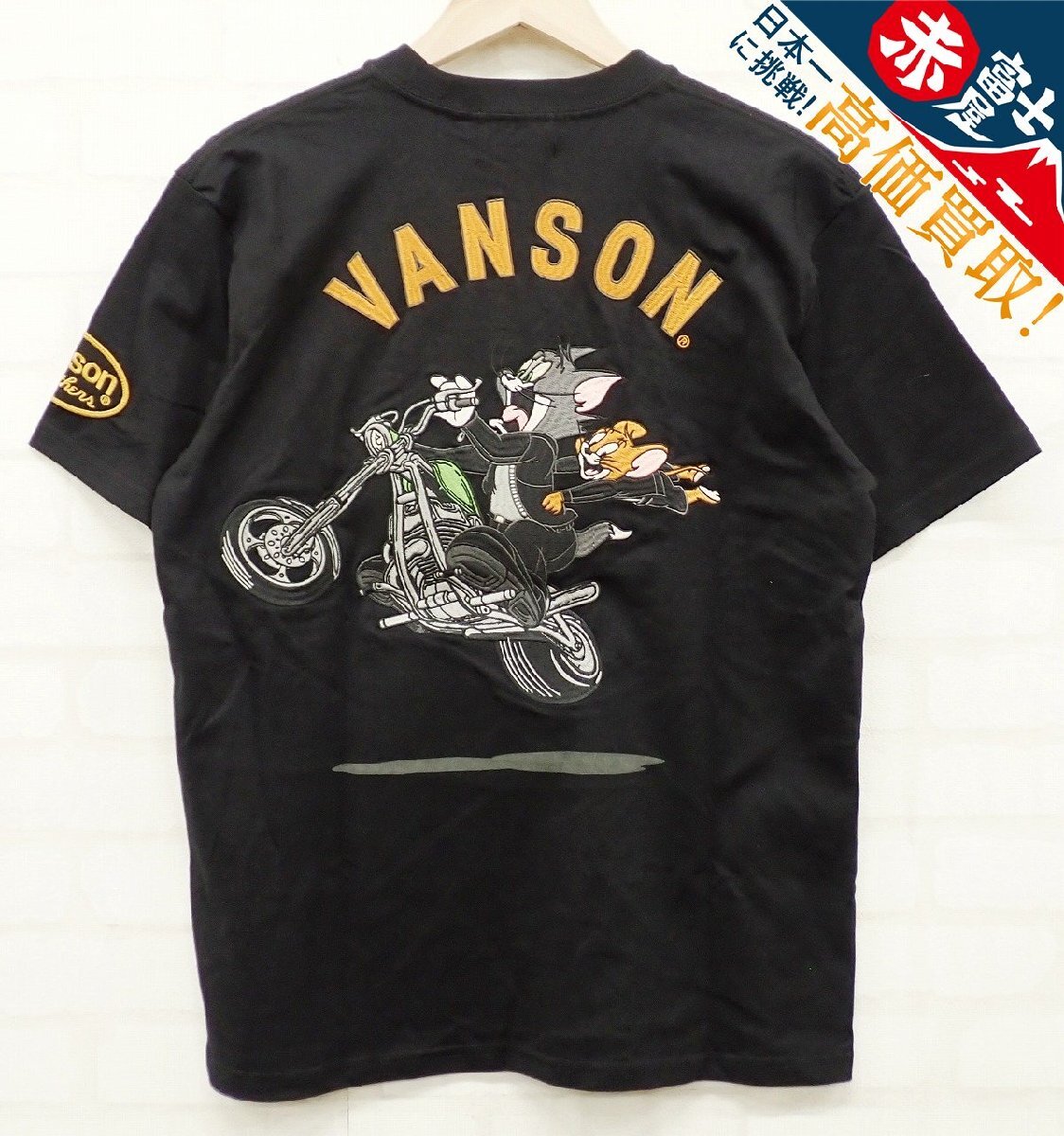 9T6266【クリックポスト対応】未使用品 VANSON トム＆ジェリー バイカーズ半袖Tシャツ TJV-2511 バンソン_画像1