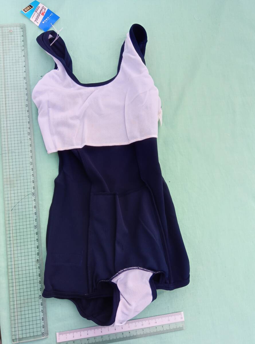女子 未使用品 旧型スクール水着 120サイズ サンプール 濃紺色 ネイビー_画像5