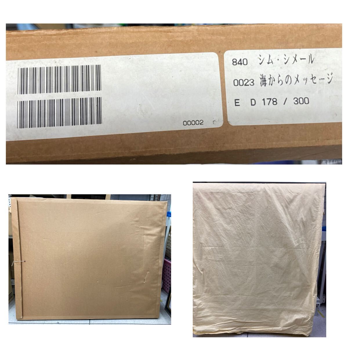 シム・シメール「海からのメッセージ」178／300 鉛筆サイン ジクレー 15号大 イルカ 海 地球 絵画 額装 保管袋/保管箱付き _画像7