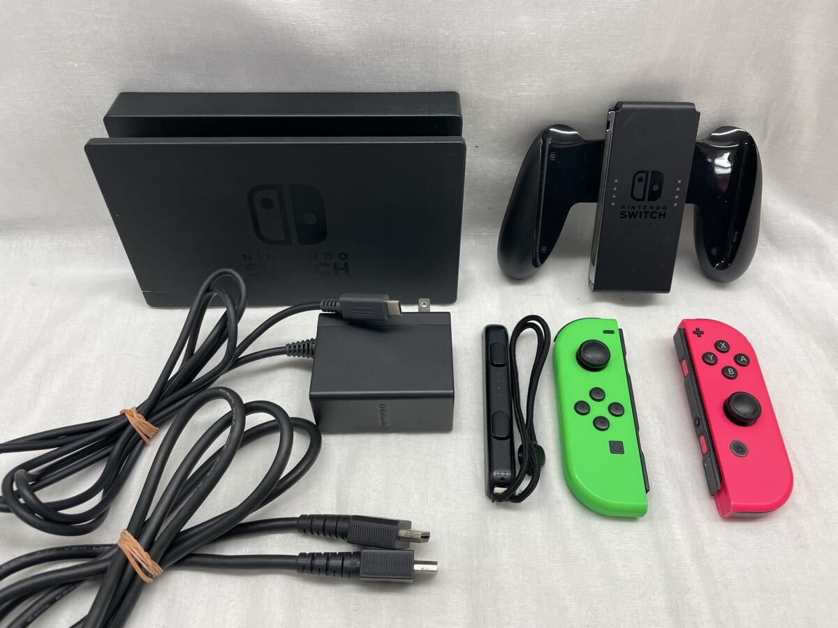 【通電初期化済み】Nintendo Switch HAC-001 ニンテンドースイッチ 任天堂 スイッチ ネオングリーン ネオンピンク セット 箱付_画像10