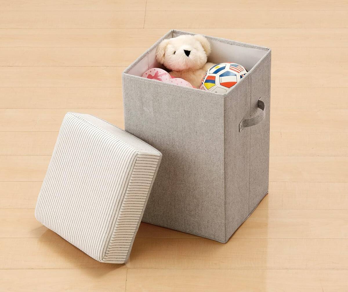 新品 送料無 4個 パール金属 かたづけボックス グレー N-7821 ハイタイプ 収納 ボックス スツール 折りたたみ Sサイズ SPACE-KIT _画像2