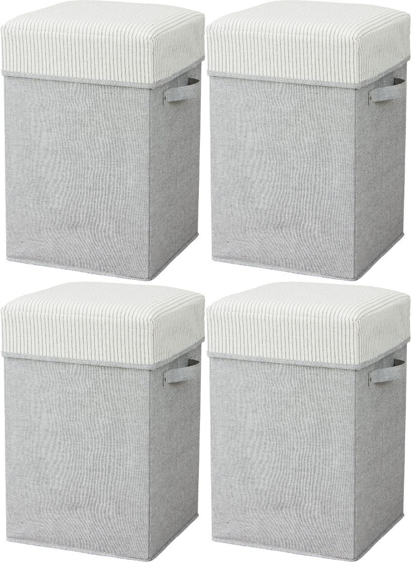 新品 送料無 4個 パール金属 かたづけボックス グレー N-7821 ハイタイプ 収納 ボックス スツール 折りたたみ Sサイズ SPACE-KIT _画像1