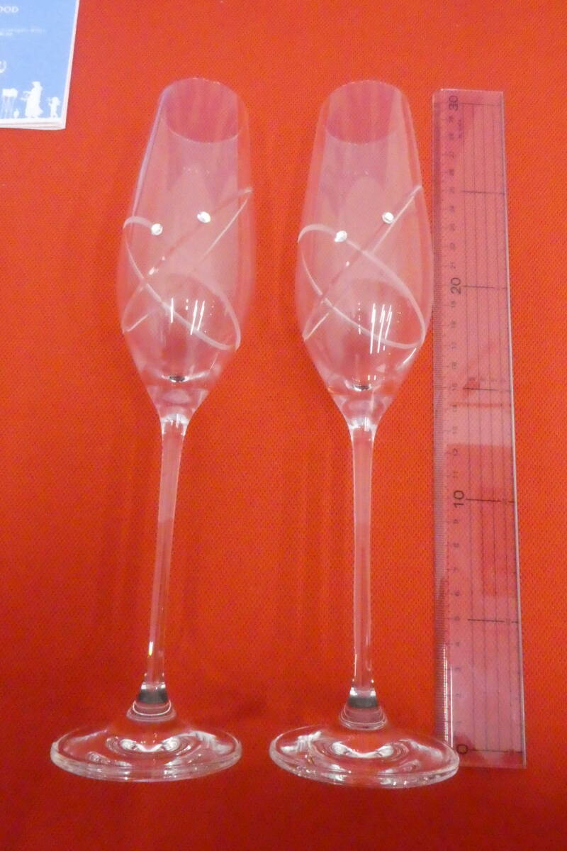 A【11969】★WEDGWOOD プロミシスウィズディス★ペア シャンパングラス ウェッジウッド 箱有 経年保管品_画像2