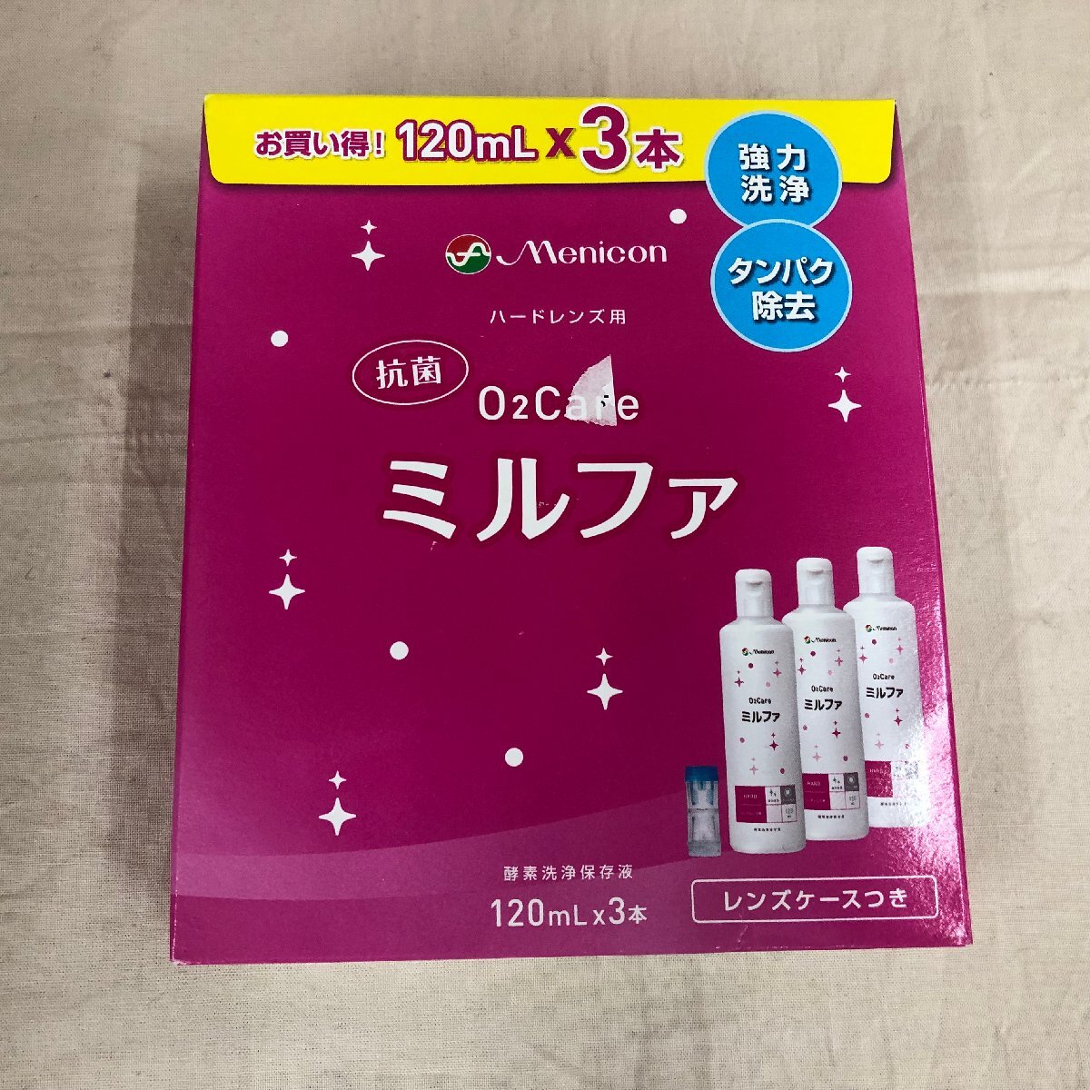 Menicon（メニコン）抗菌 O2 Care ミルファ 120mL×3本 ハードレンズ用 使用期限:2026.09 【未使用品】 (店番：060102）_画像1