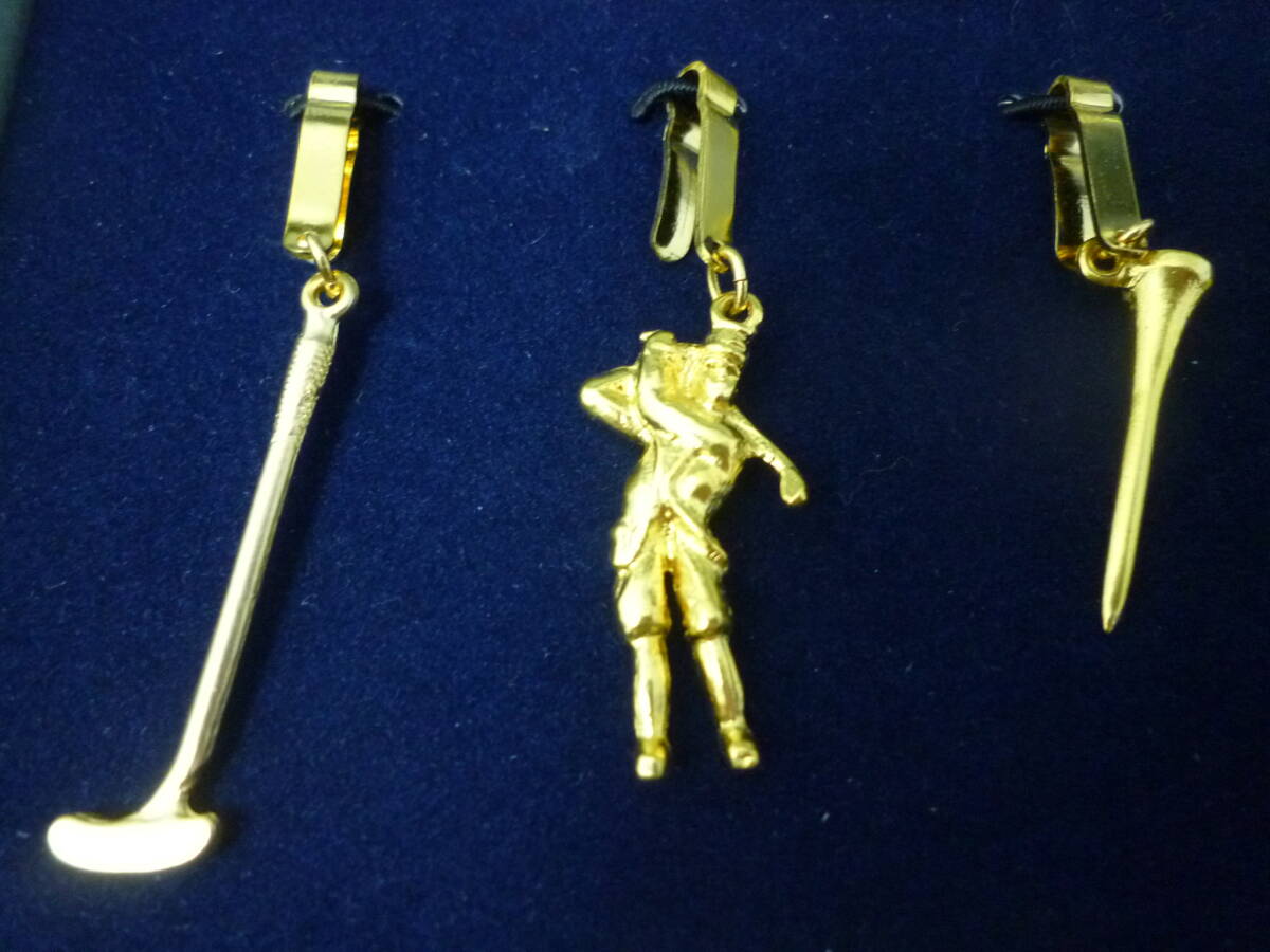 即決有!! 未使用 Table Talk ブルーミング中西製 GlassMarker グラスマーカー ゴルフモチーフ 6点 ゴールド色 金色 パーティー おしゃれ_画像3