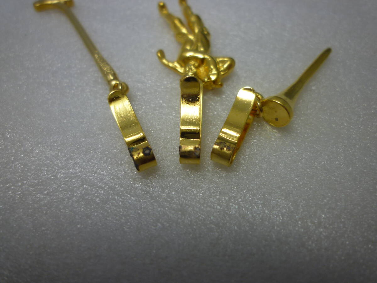 即決有!! 未使用 Table Talk ブルーミング中西製 GlassMarker グラスマーカー ゴルフモチーフ 6点 ゴールド色 金色 パーティー おしゃれ_画像6