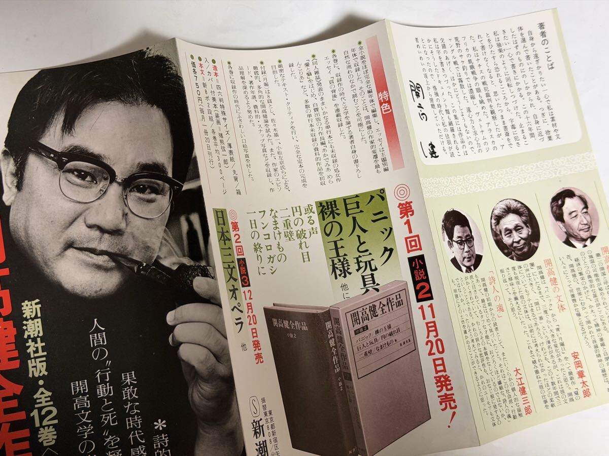 小版内容見本　開高健　全作品　新潮社版　1973年頃 推薦文　大江健三郎　安岡章太郎　_画像2