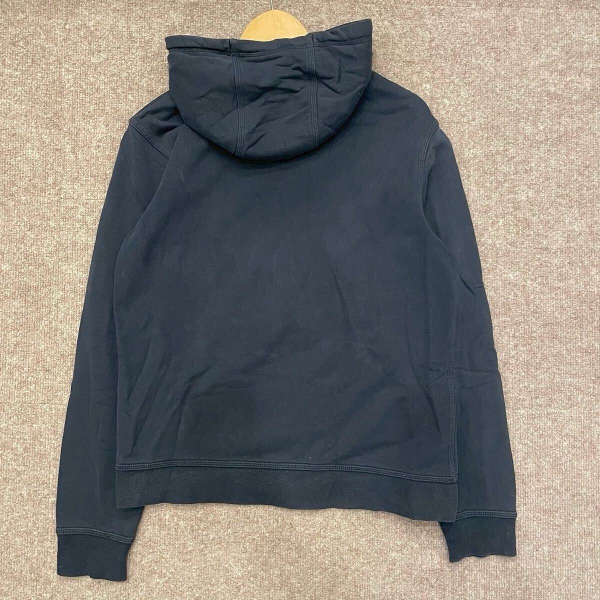 【S7023】 NIKE ナイキ スウェット パーカー ジップアップ スウッシュロゴ ワンポイント サイズL ブラック 黒 メンズ トップス 最落なし_画像3