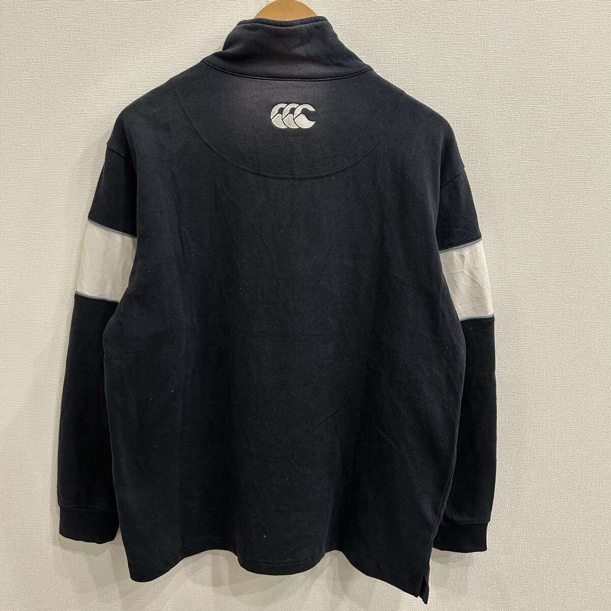 【S7102】 CANTERBURY カンタベリー スウェット トレーナー ハーフジップ サイズL ブラック 黒 刺繍ロゴ 胸ロゴ メンズ トップス 最落なし_画像3