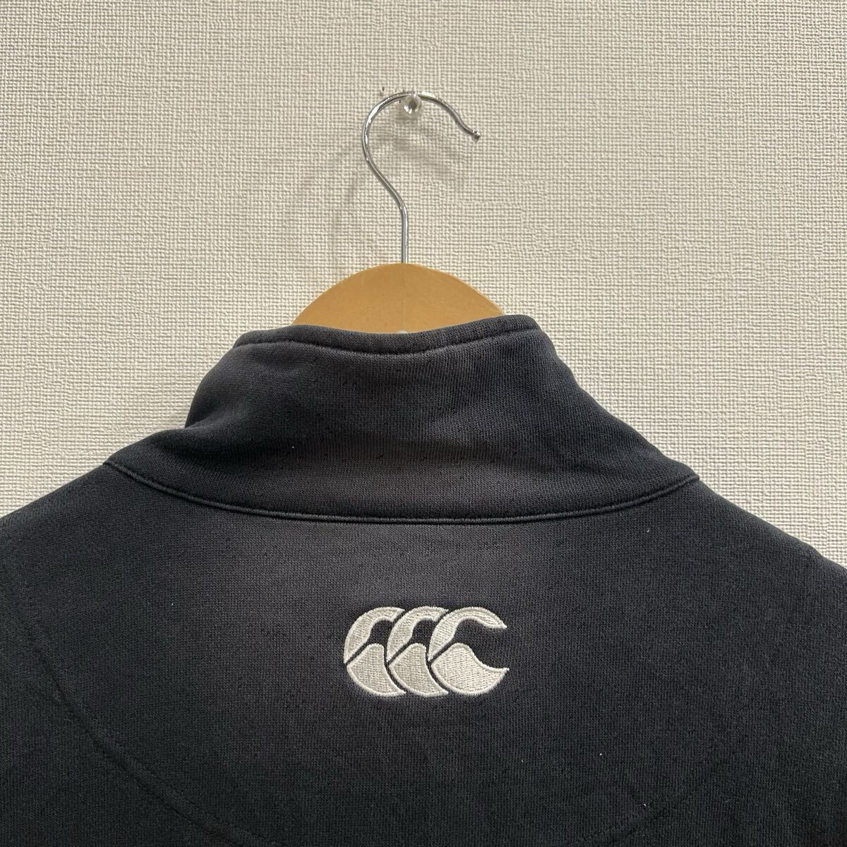 【S7102】 CANTERBURY カンタベリー スウェット トレーナー ハーフジップ サイズL ブラック 黒 刺繍ロゴ 胸ロゴ メンズ トップス 最落なし_画像9