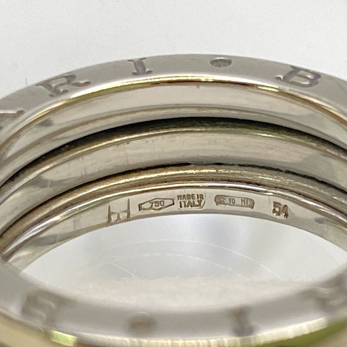 II BVLGARI ブルガリ B-ZERO1 ビーゼロワン 指輪 リング ホワイトゴールド K18 WG 750 #54 貴金属 ジュエリー 約8.9g 約13号 かわせみ_画像6
