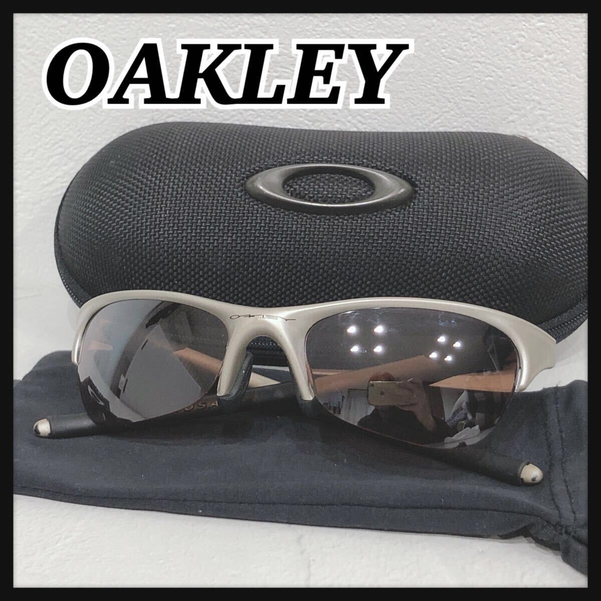 ☆OAKLEY☆ オークリー サングラス 度入り シルバーFLAK スポーツサングラス 収納ケース付 メンズ 男性 送料無料_画像1