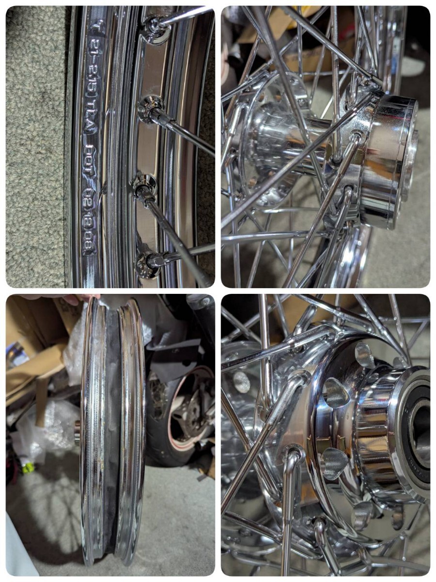 ソフテイル FXSTB ナイトトレイン 2009 納車外し保管品 21インチ クロームメッキハブ スポーク フロントホイール_画像10