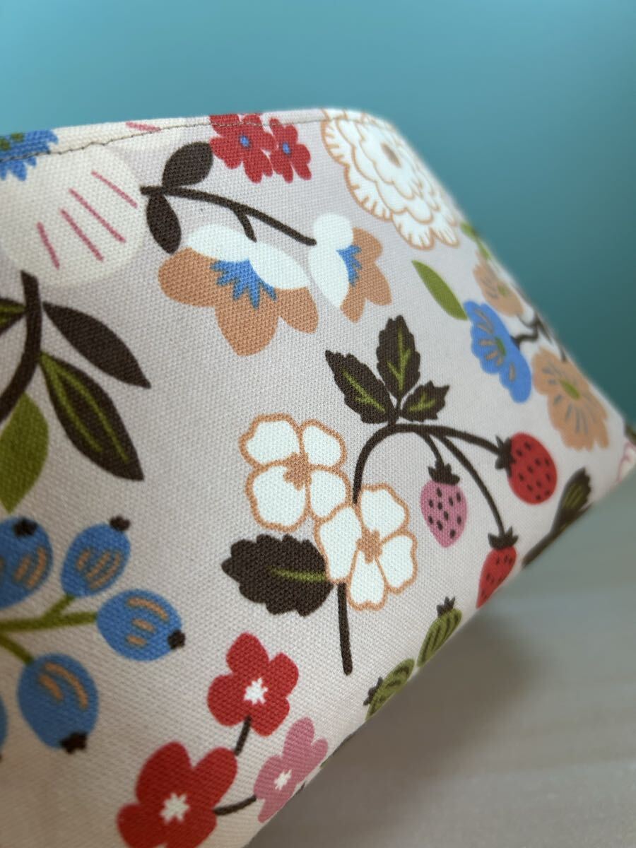 ハンドメイド☆布バスケット くすみピンク お花 いちご_画像3