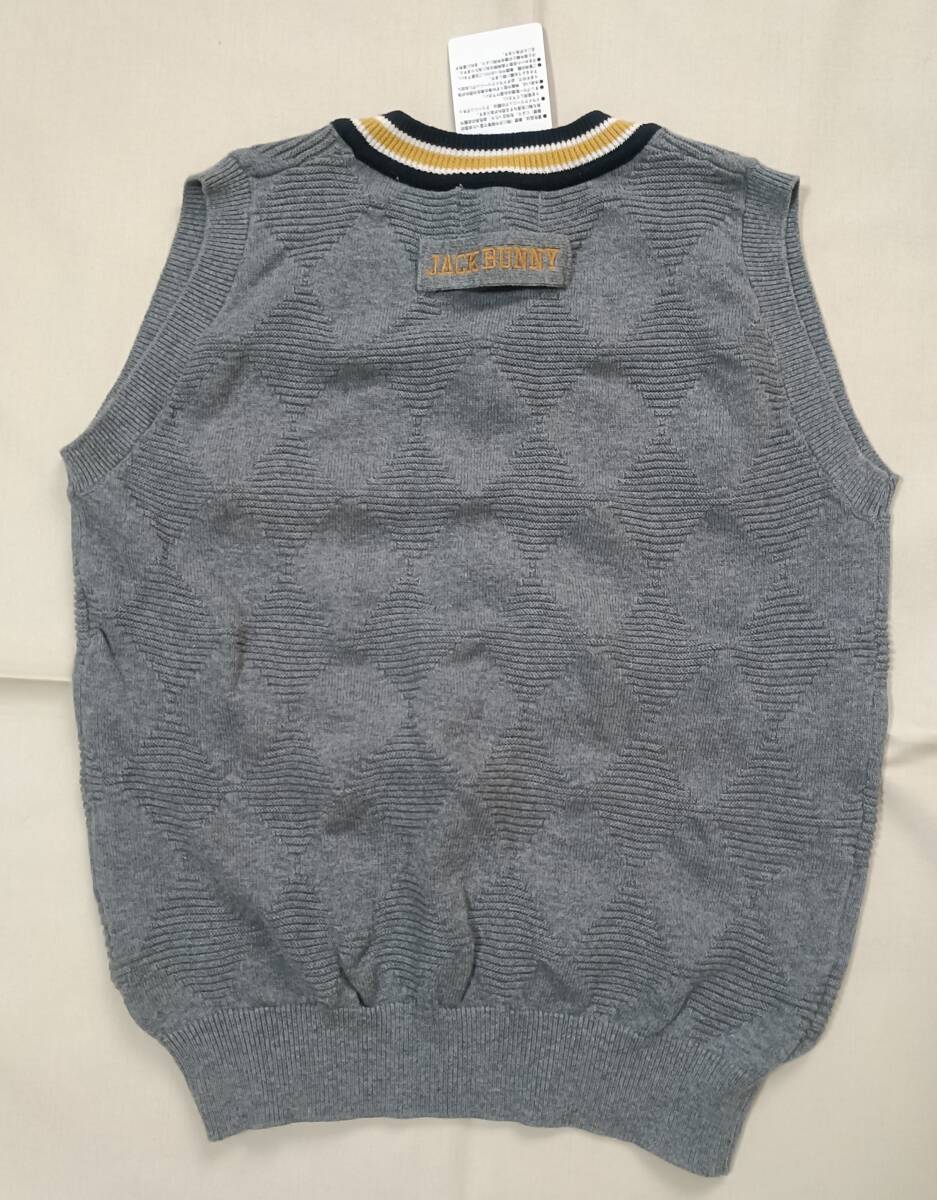 未使用 Jack Bunny by PEARLY GATES ジャックバニー パーリーゲイツ コットン 綿ニット ベスト ゴルフ ジュニア 140cm ロゴ刺しゅう 8201_画像7