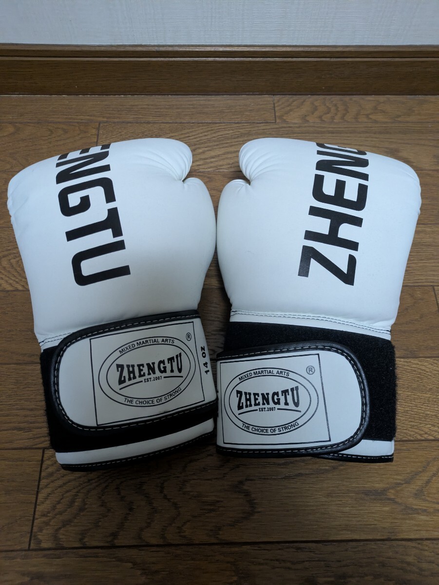 キックボクシング 格闘技 グローブ 14oz レガース ファールカップ ボクシング 白 ZHENGTU_画像2