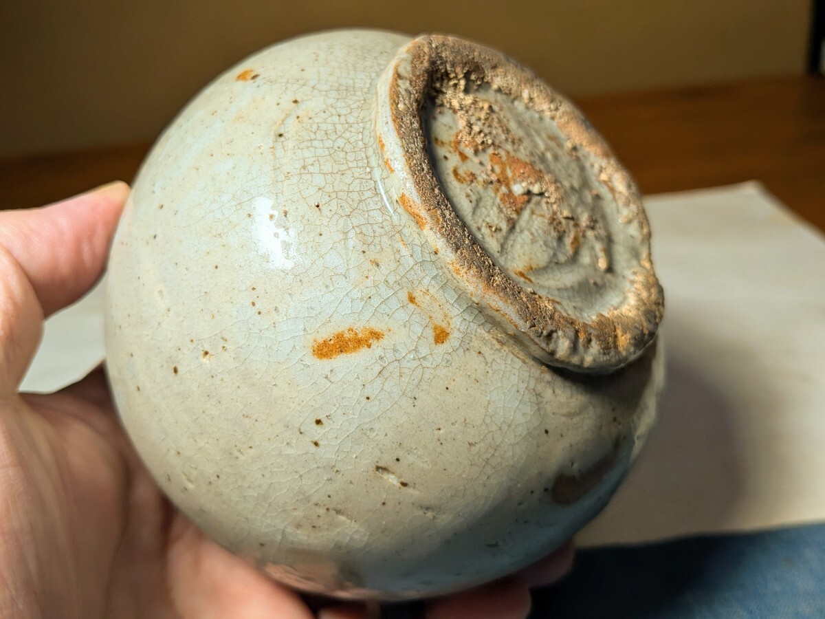 【哲】李朝唇砂鉄砂花文鳥摘み大形水滴（民窯・李朝後期〜末期）_画像6