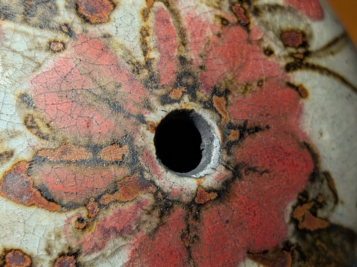 【哲】李朝唇砂鉄砂花文鳥摘み大形水滴（民窯・李朝後期〜末期）_画像10