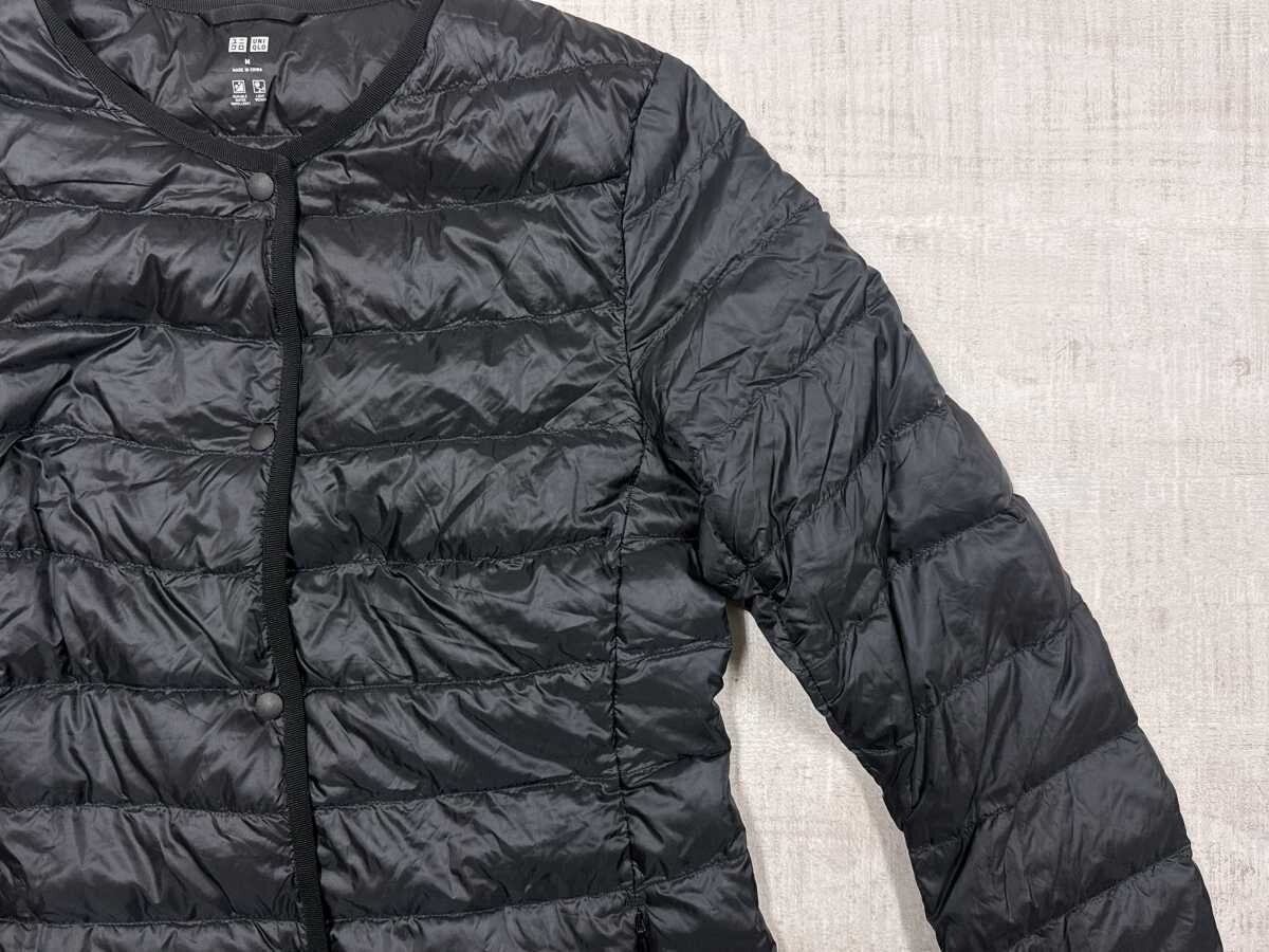 ユニクロ UNIQLO アーバン エレガント パイピング ウルトラライトダウン コート レディース 軽量 ダウン90% フェザー10% M 黒_画像4