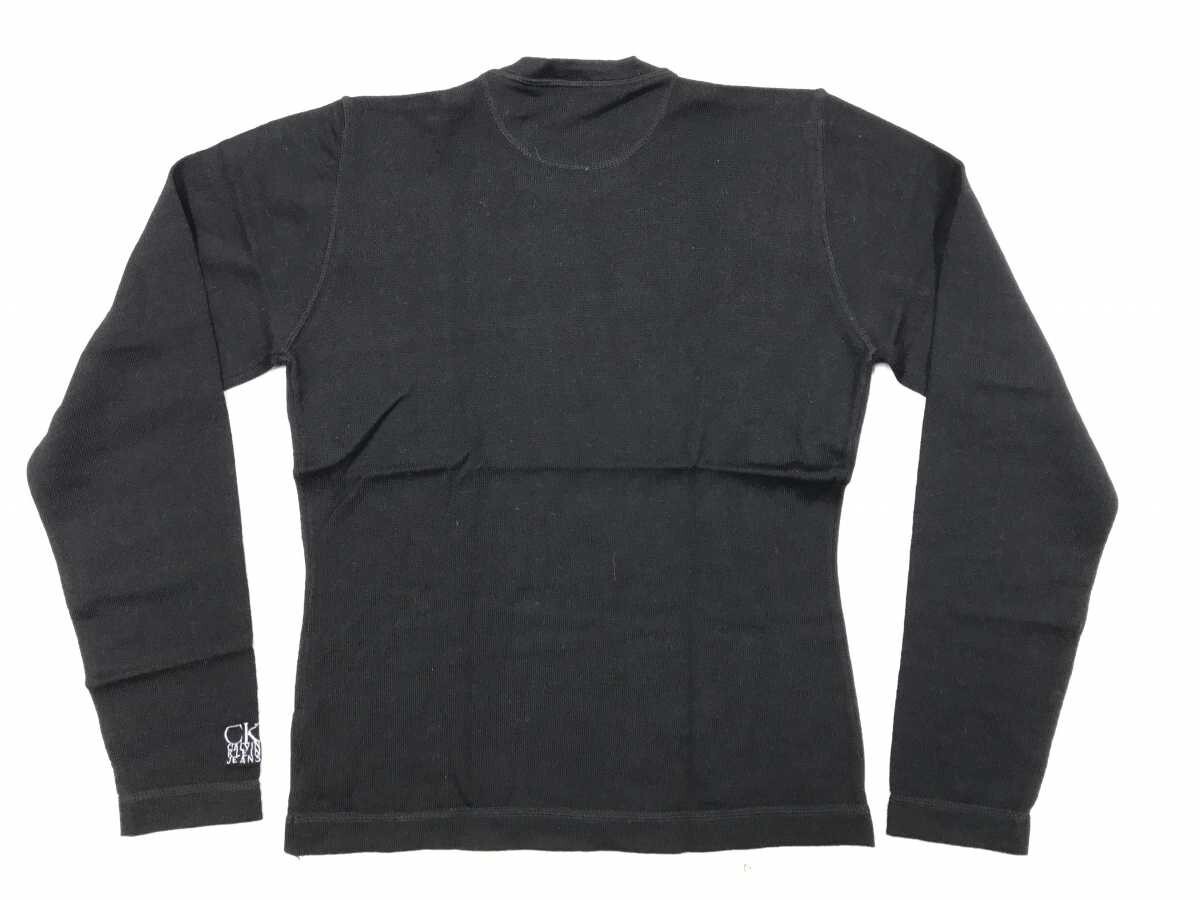 イタリア製 カルバン・クライン Calvin Klein レトロ トラッド モード 古着 天竺編み Uネック ニット セーター レディース ウール100% M 黒_画像5