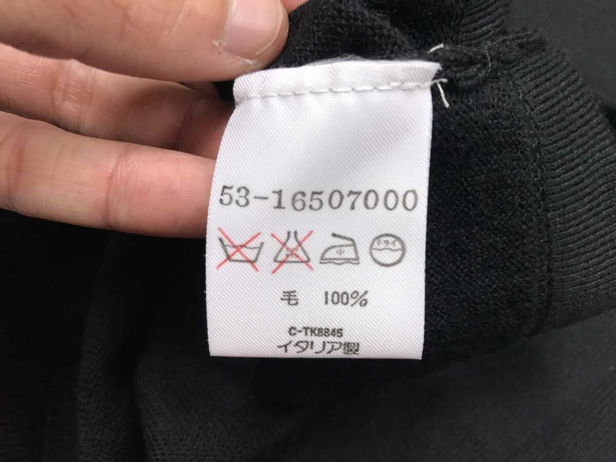 イタリア製 カルバン・クライン Calvin Klein レトロ トラッド モード 古着 天竺編み Uネック ニット セーター レディース ウール100% M 黒_画像7