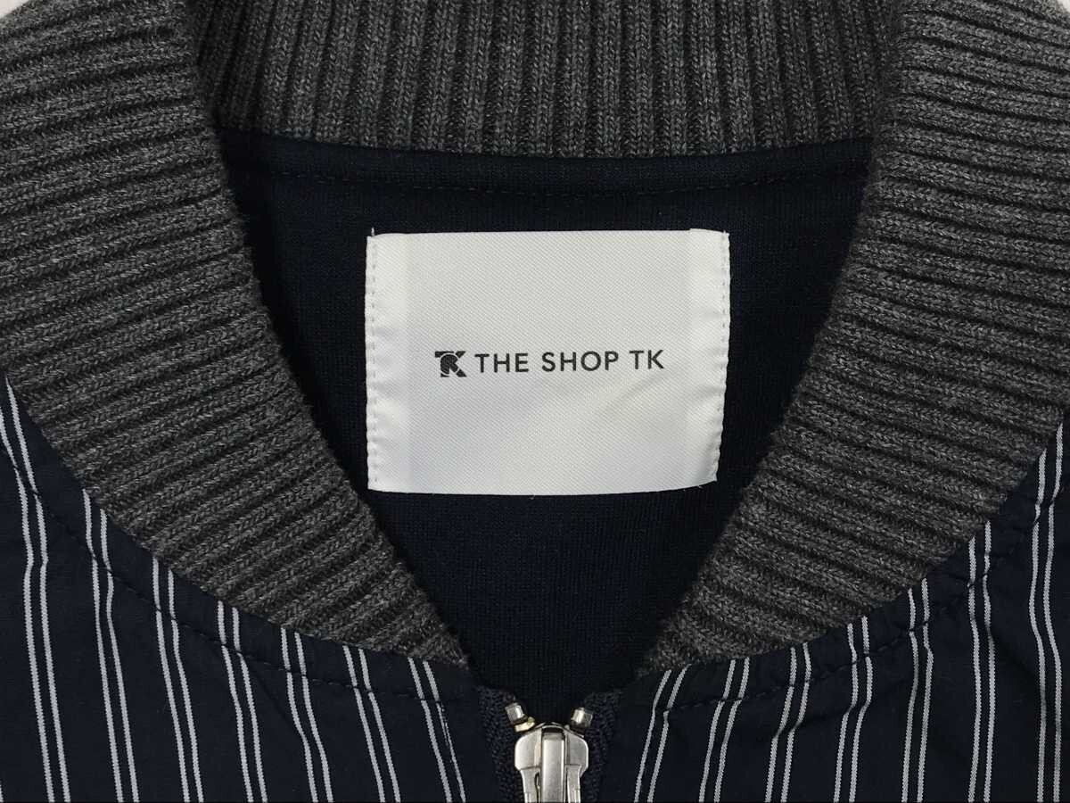 タケオキクチ TAKEO KIKUCHI トラッド ストライプ 袖切替 ダブルジップ ブルゾン ジャケット メンズ コットン100% L 紺_画像2