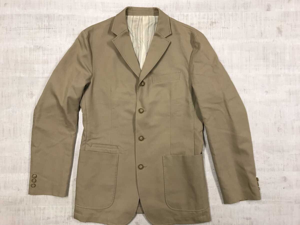 タケオキクチ TAKEO KIKUCHI フォーマル トラッド 4つボタン テーラード ジャケット メンズ 裏地ストライプ 綿100% 日本製 4 ベージュ_画像1